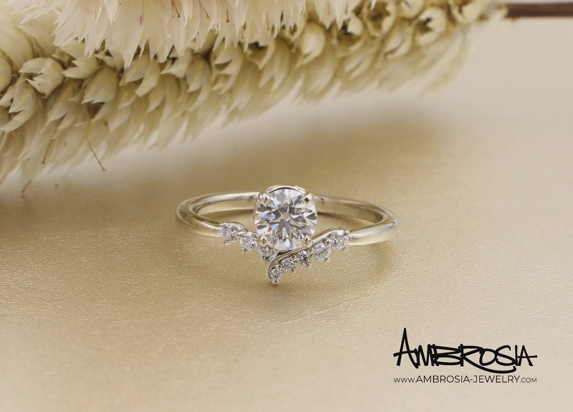 Dainty Offset Swirl Diamond Ring
