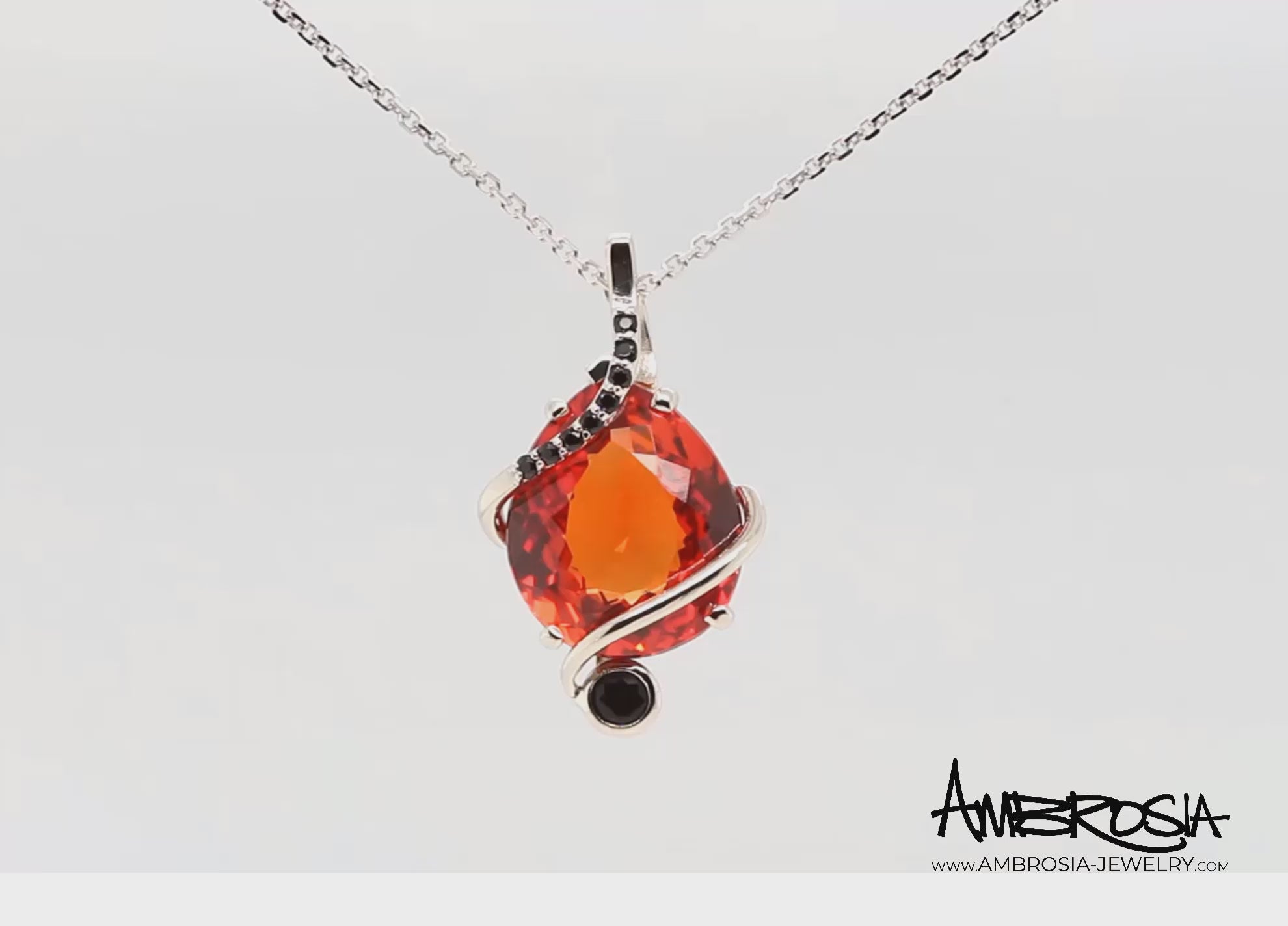 Swirl Red Ruby and Black Spinel Necklace