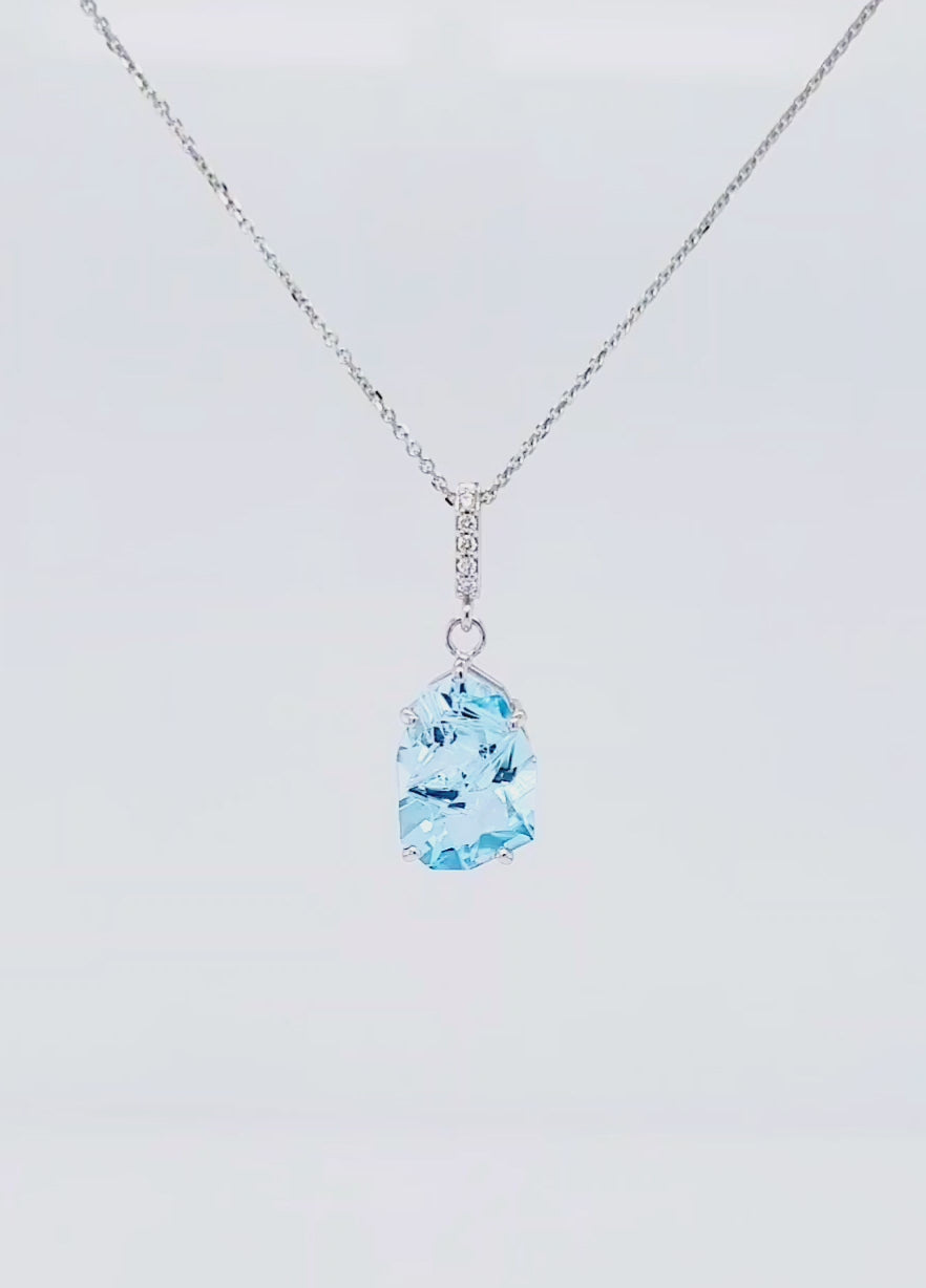 Angular Cut Blue Topaz Diamond Necklace