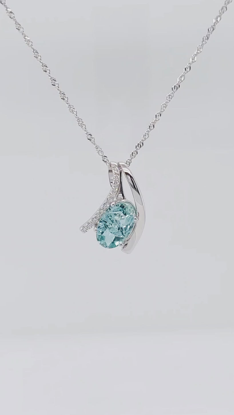 Freeform Green Aquamarine Diamond Necklace