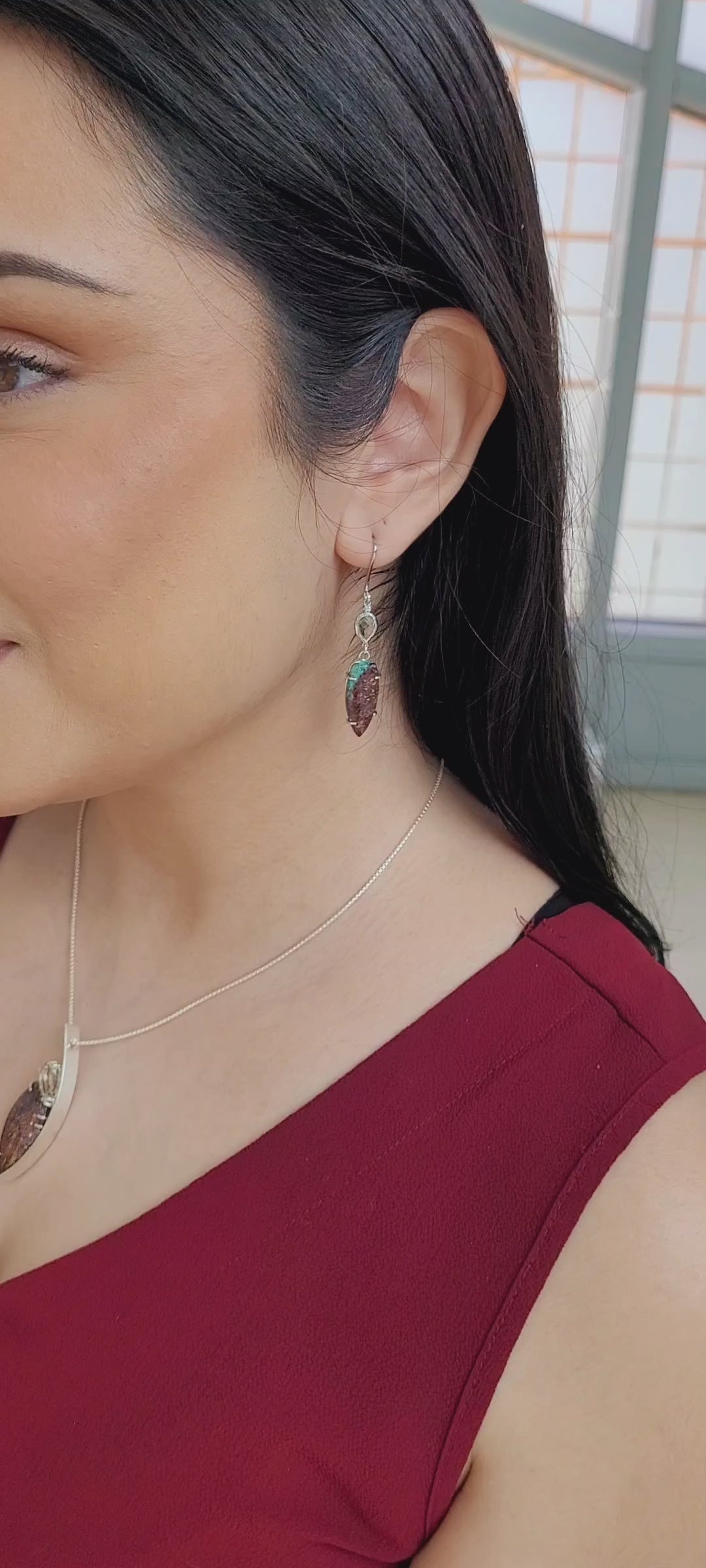 Copper Chrysocolla Green Amethyst Matching Set