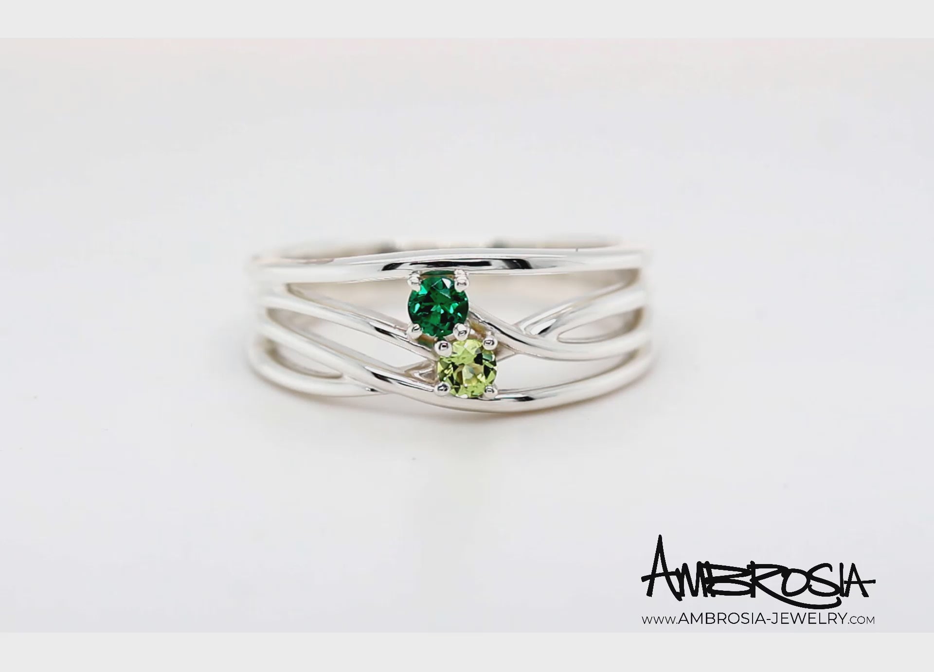 Criss Cross Modern Birthstone Family Ring