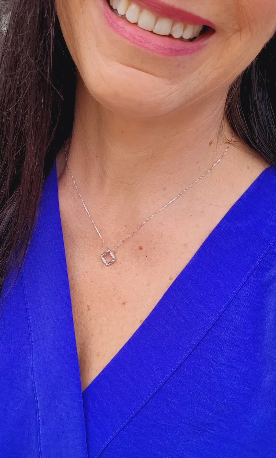 Fancy Open Square Small Diamond Necklace