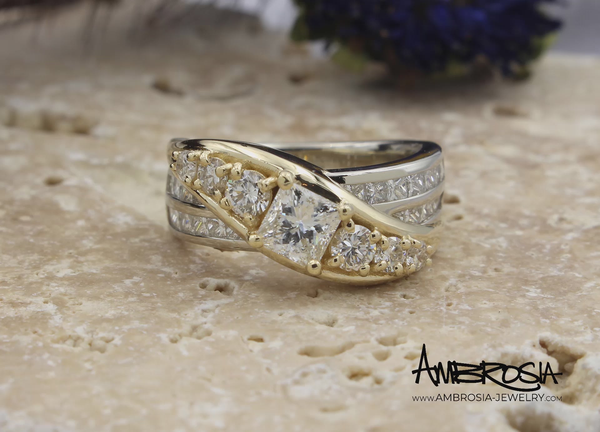Two-Tone Twist Bypass Diamond Ring