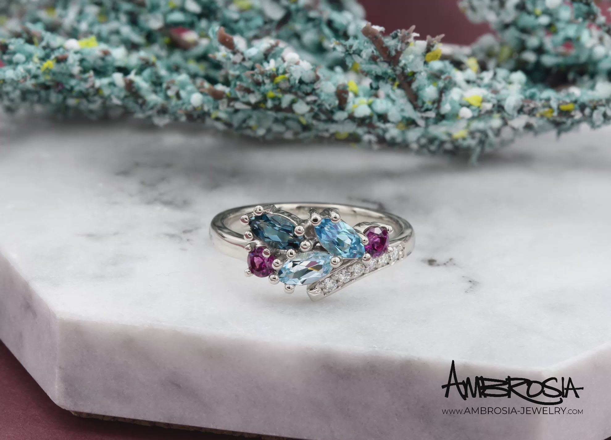 Marquise Topaz Rhodolite Garnet Bypass Ring
