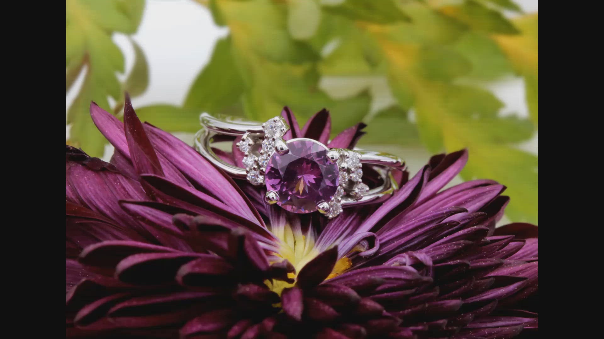 Rare Pyrope Garnet and Diamond Modern Ring