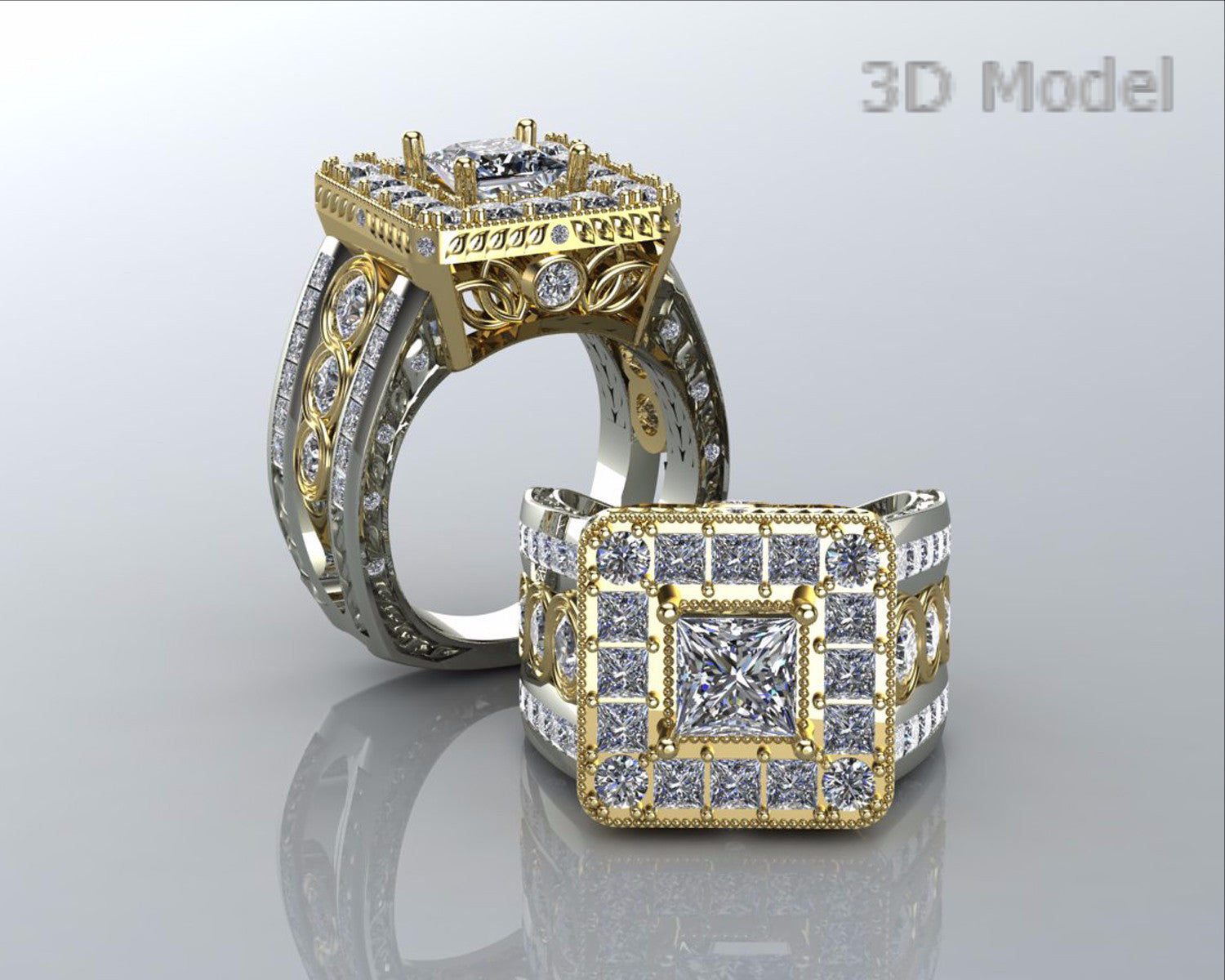 Princess Diamond Halo Wedding Ring Redesign