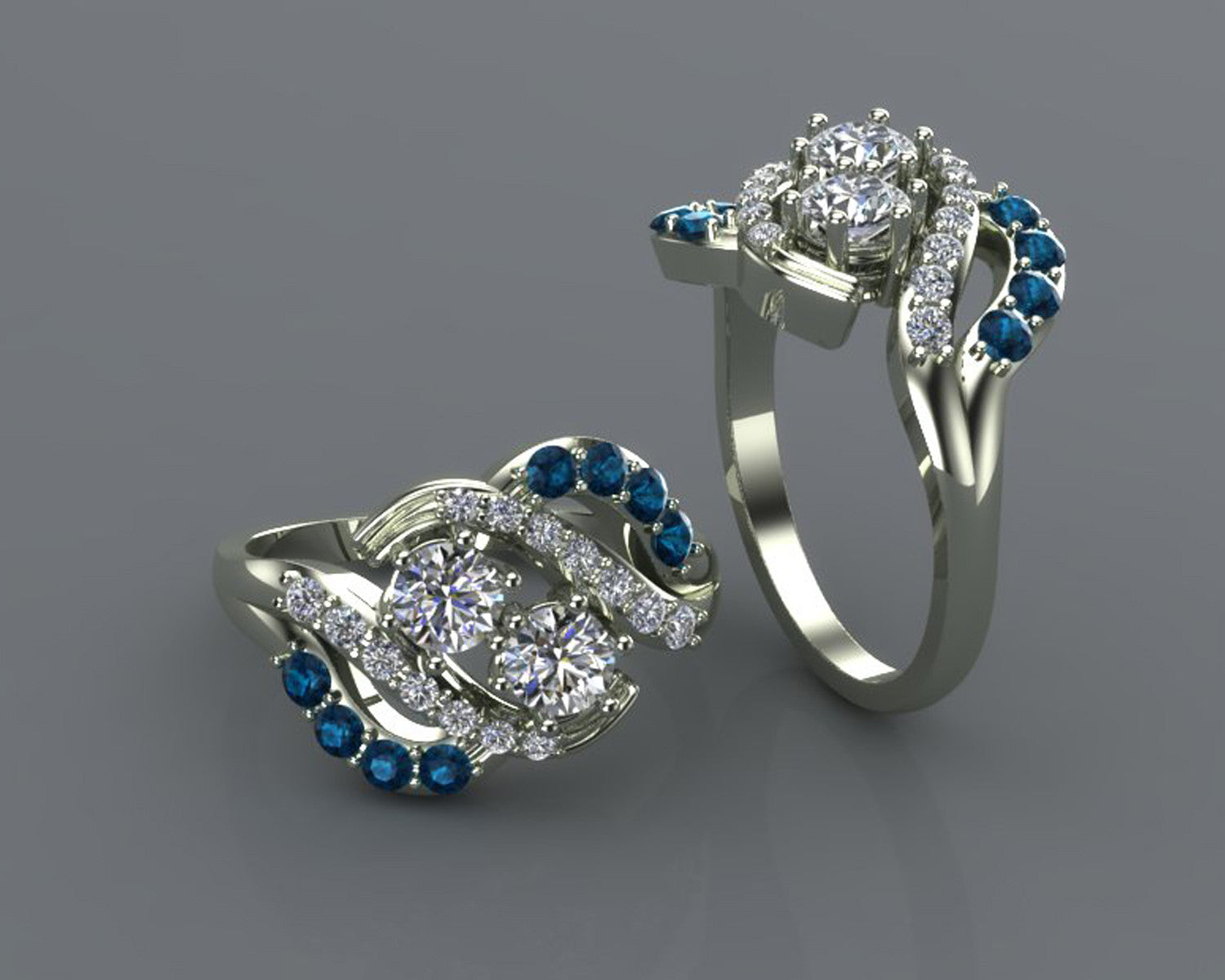 Blue Diamond Double Curved Redesigned Ring
