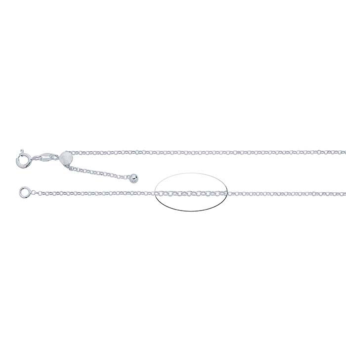 Adjustable Length Silver 1.6mm Cable Chain