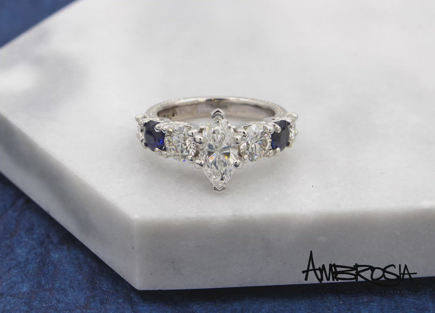 Classic Marquise Sapphire Engagement Ring