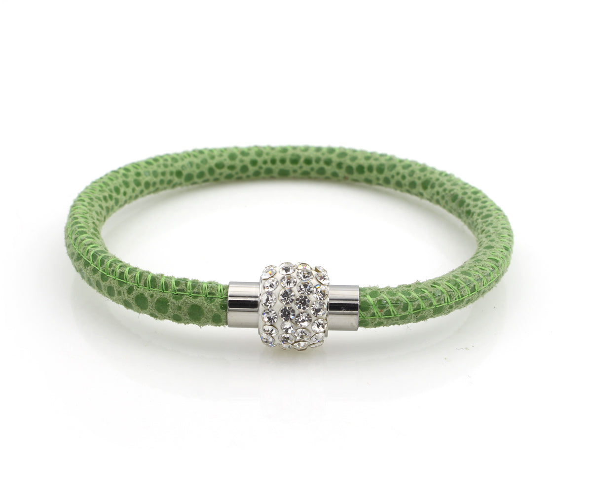 Sparkling Lime Leather Single Bracelet
