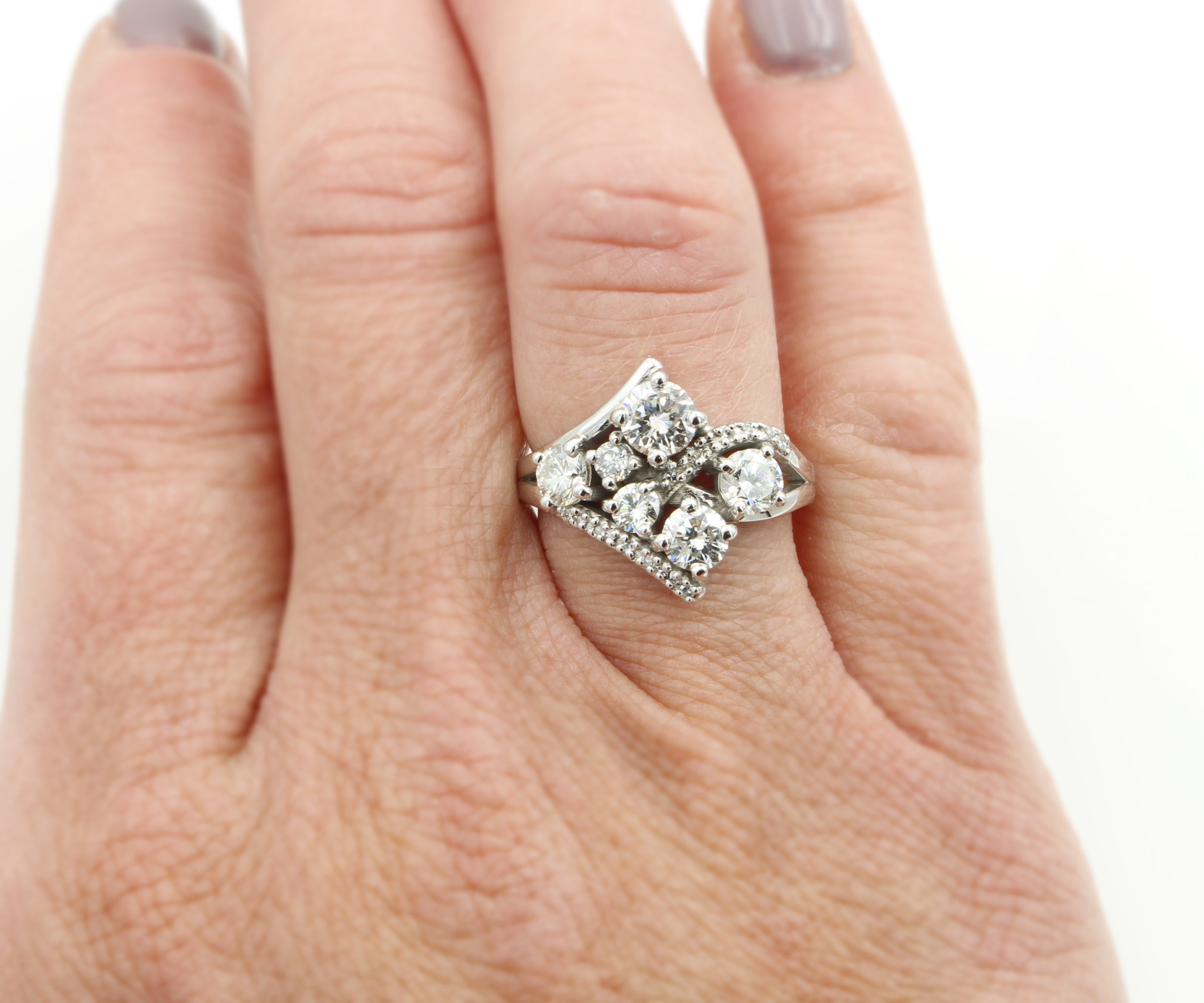 Contemporary Multirow Weave Diamond Ring Redesign