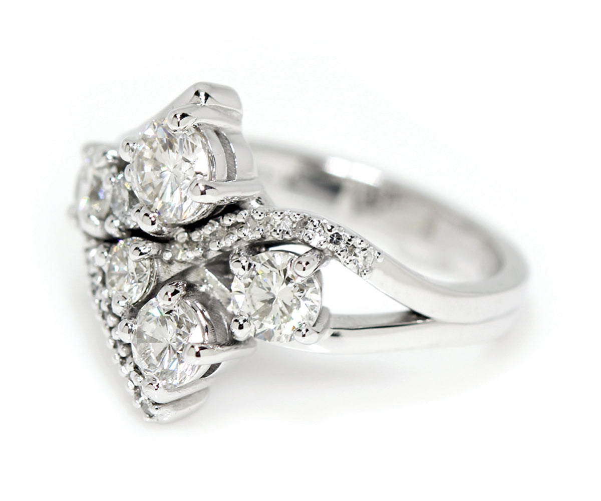 Contemporary Multirow Weave Diamond Ring Redesign