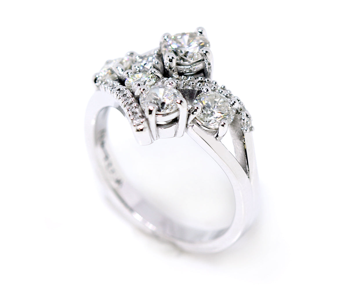 Contemporary Multirow Weave Diamond Ring Redesign