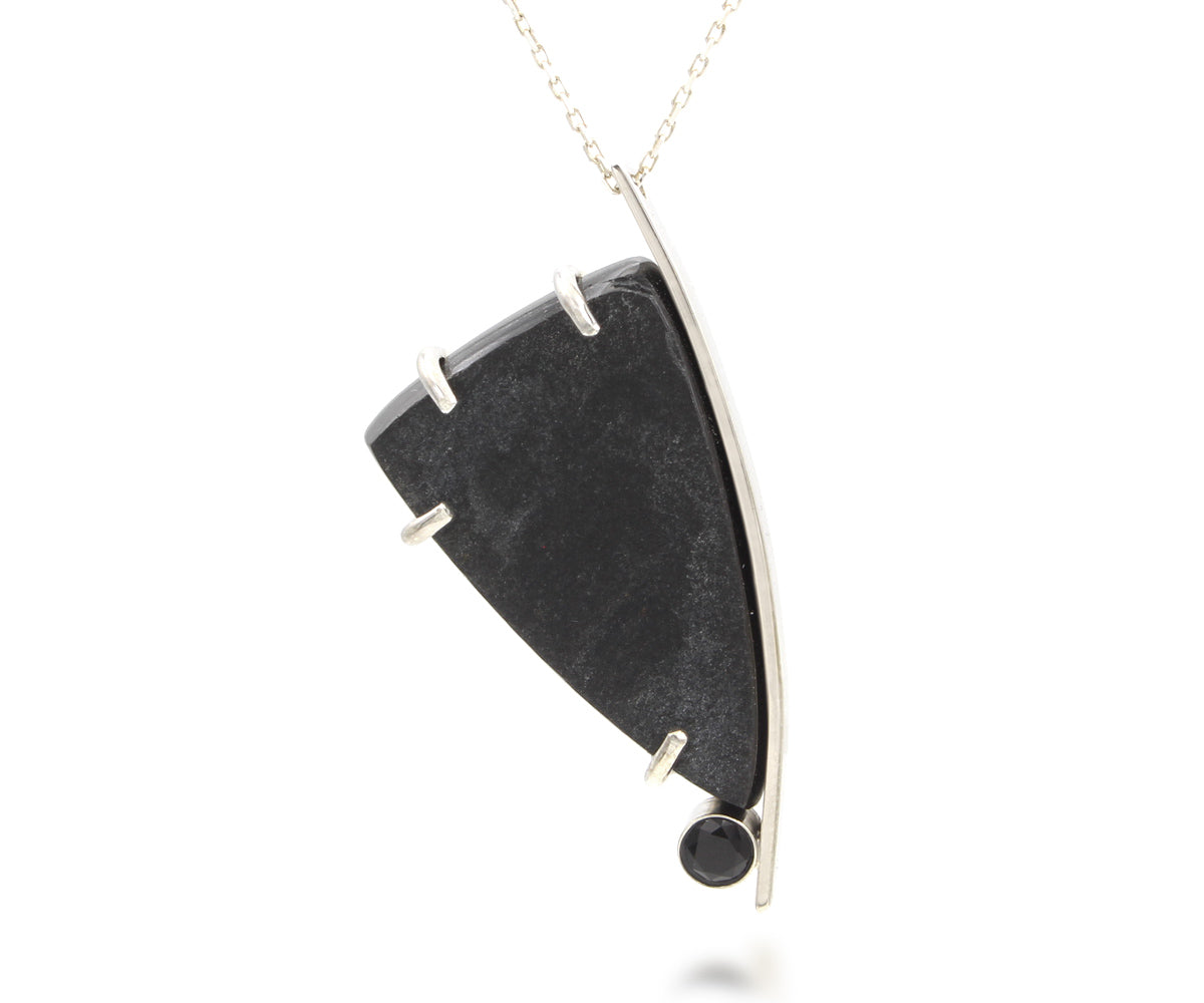 Modern Asymmetrical Volcanic Obsidian Necklace