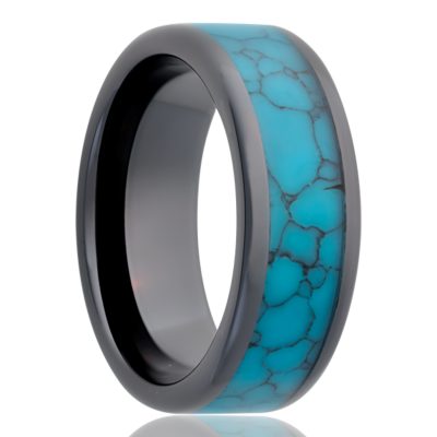 Black Diamond Ceramic ring with a turquoise inlay.