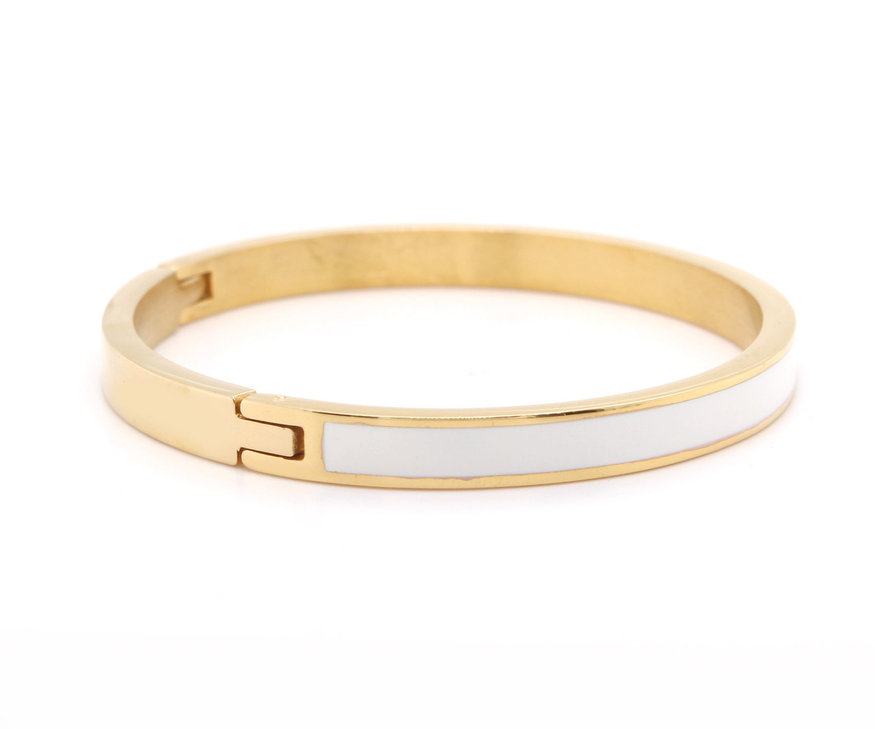 Pulsera de oro y esmalte blanco