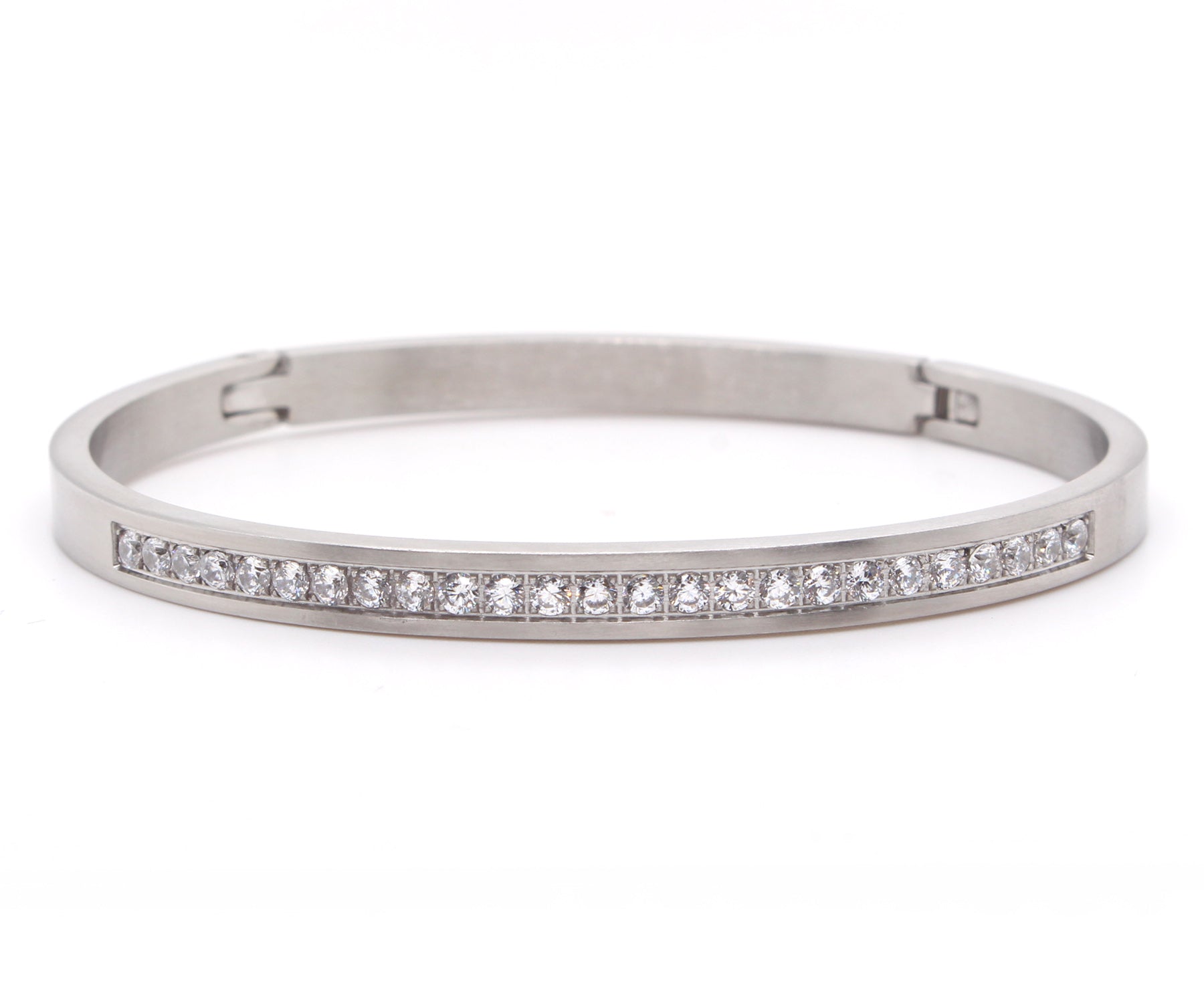 Eternity Pave Stainless Steel Bangle Bracelet