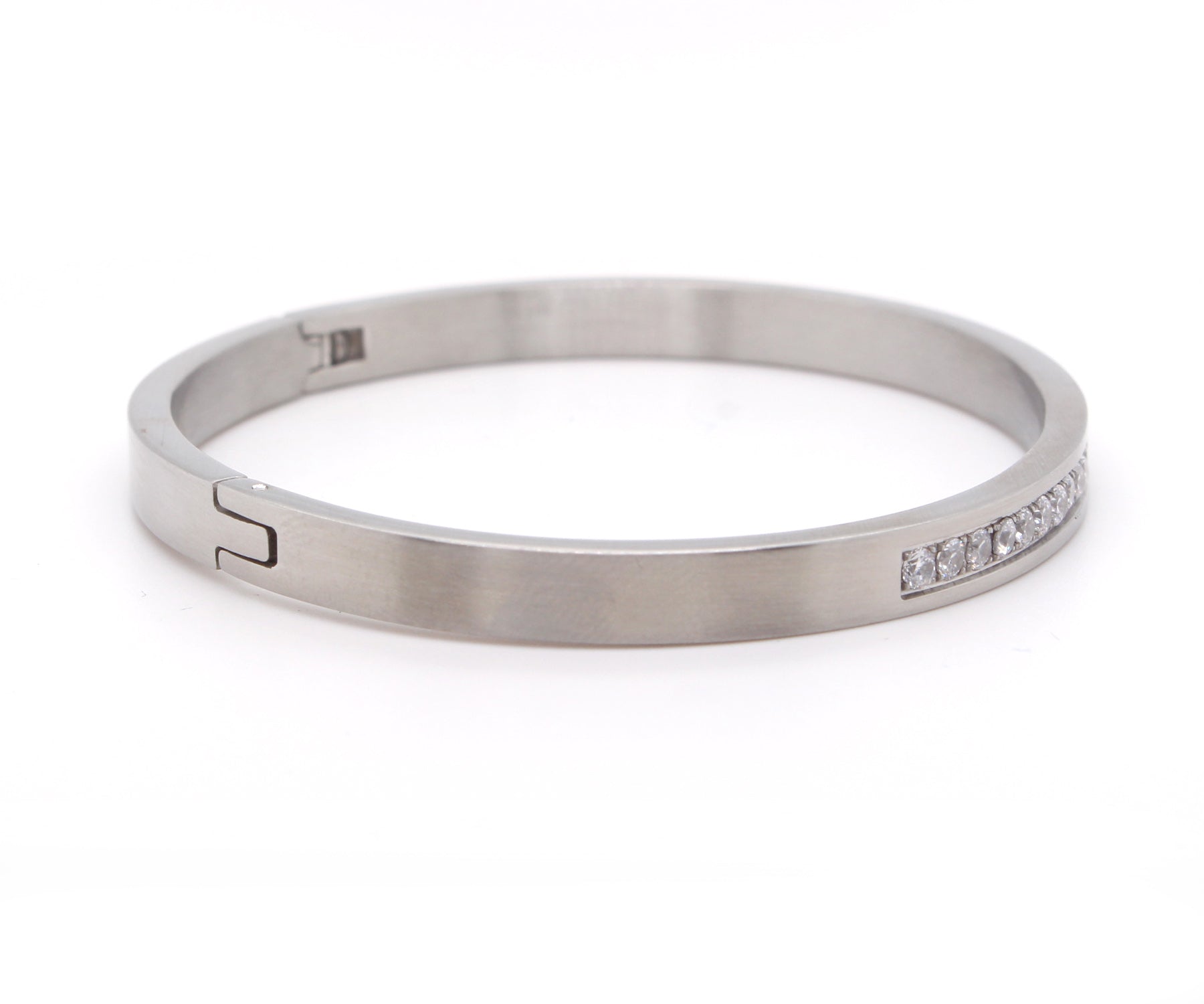 Eternity Pave Stainless Steel Bangle Bracelet