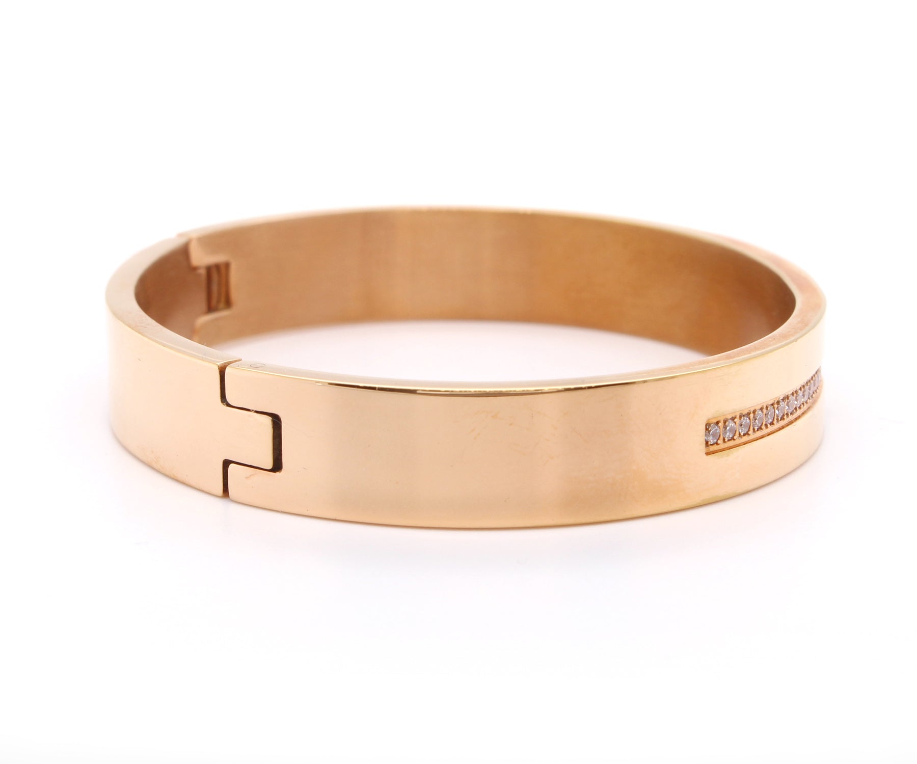 Pulsera de oro rosa con pavé de armonía