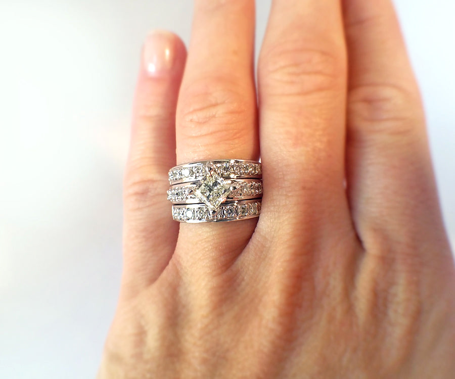 Stacking Princess Diamond Wedding Ring Redesign