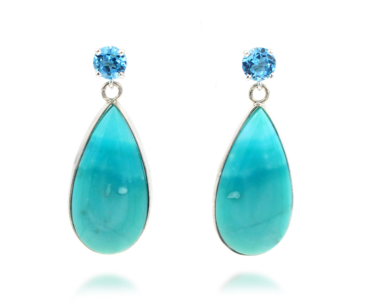 Beach Opal Petrified Wood Teardrop earrings