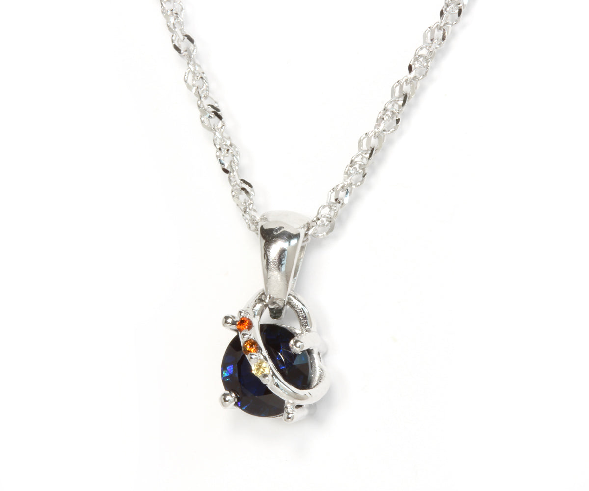 Colgante de zafiro azul colorido con forma de espiral personalizado