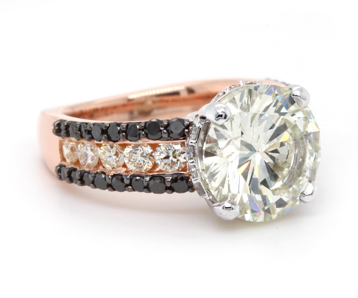 Classic Black and White Diamond Rose Gold Engagement Ring