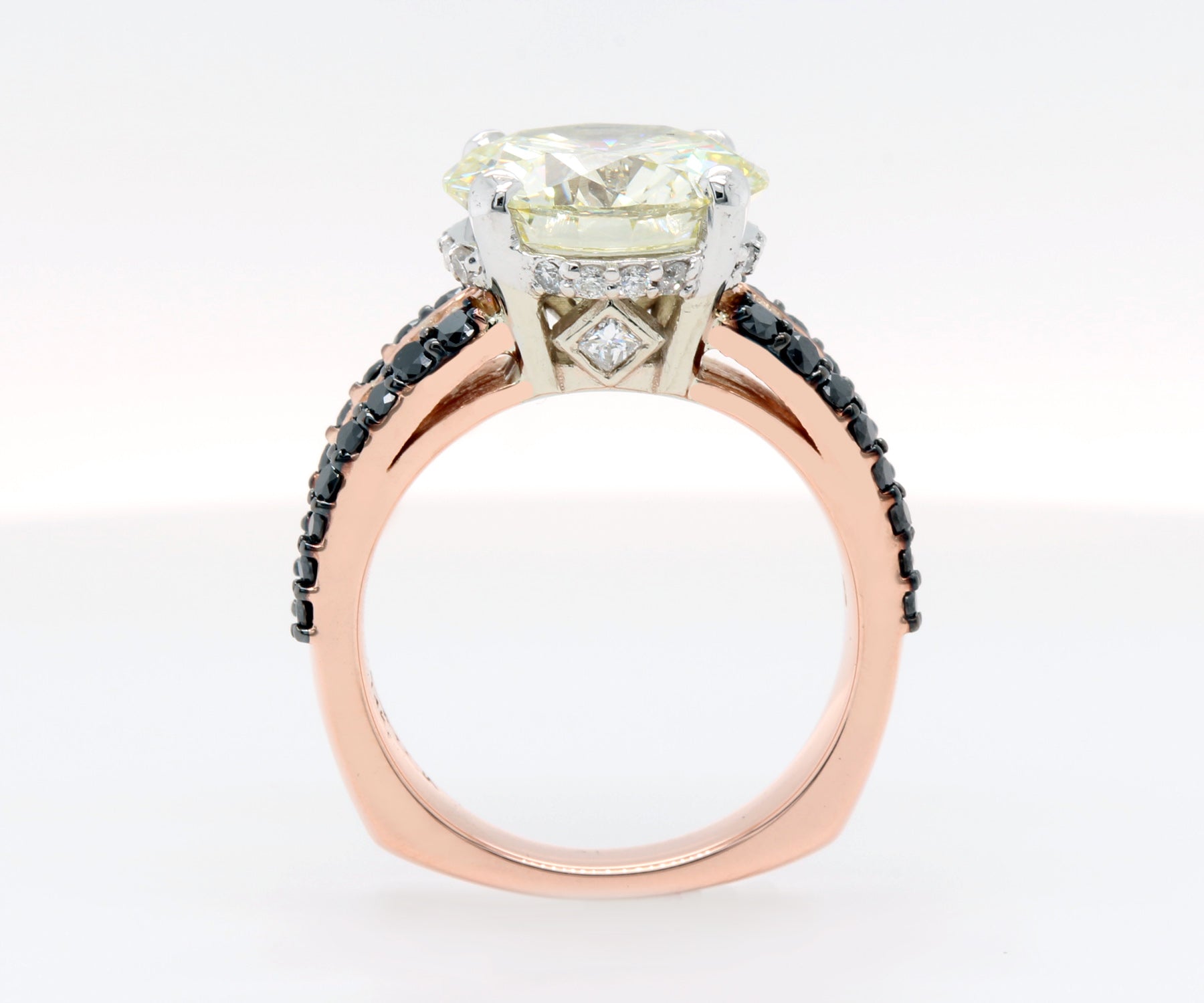 Classic Black and White Diamond Rose Gold Engagement Ring