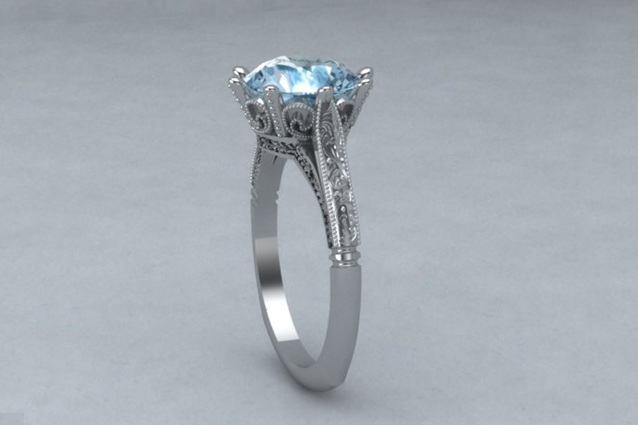 Vintage Blue Topaz Wedding Ring