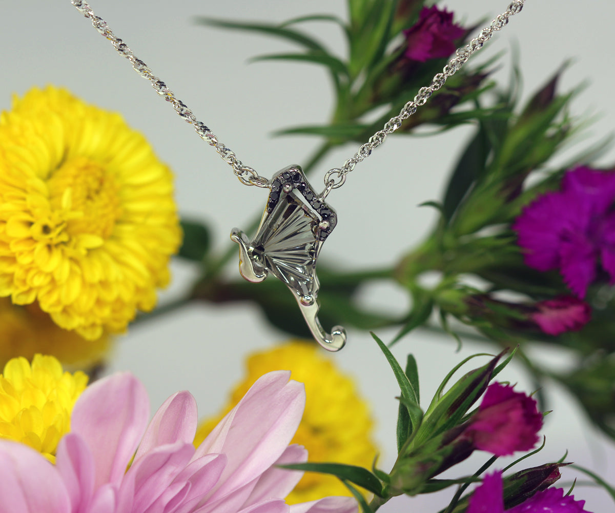 Gray Tourmaline Butterfly Necklace