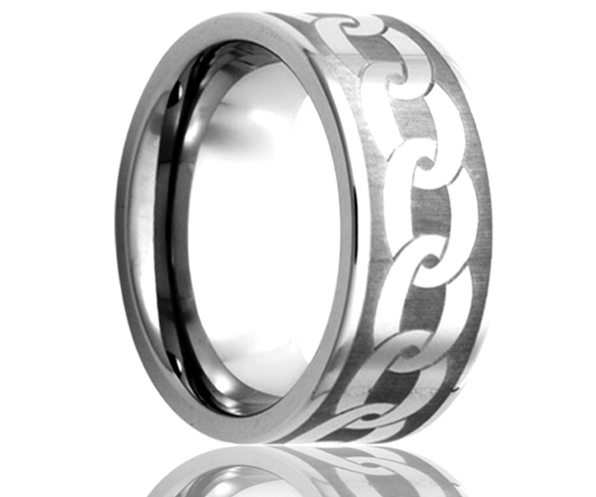 Anillo de cadena con grabado láser de cobalto