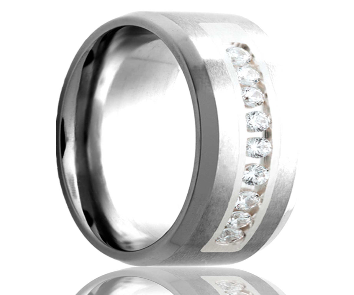 Anillo con incrustaciones de paladio y diamantes de cobalto
