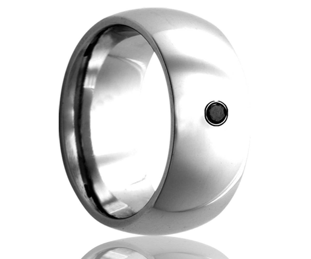 Anillo de diamantes negros abovedados de cobalto