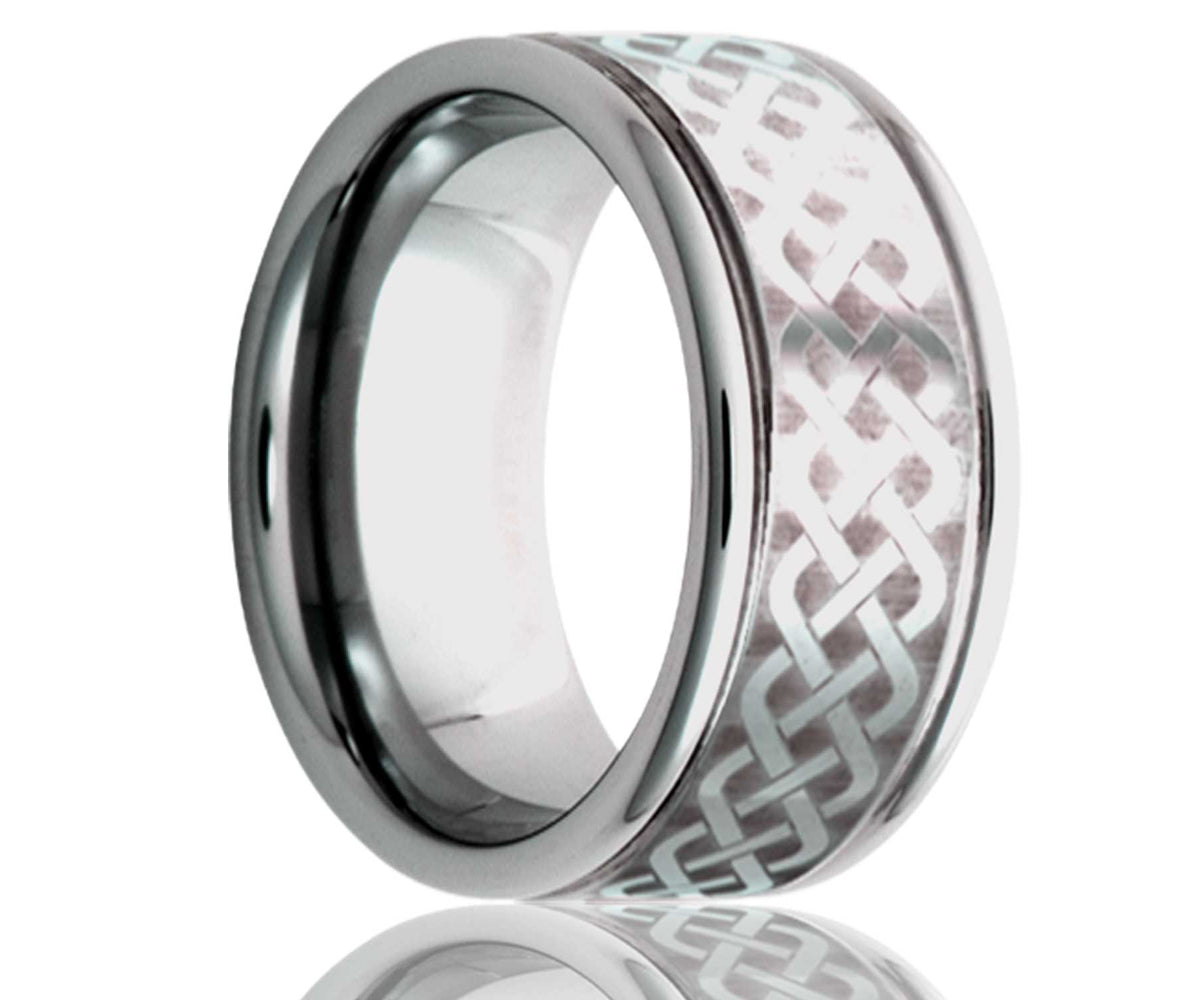 Anillo tejido grabado con láser y ranuras profundas de cobalto