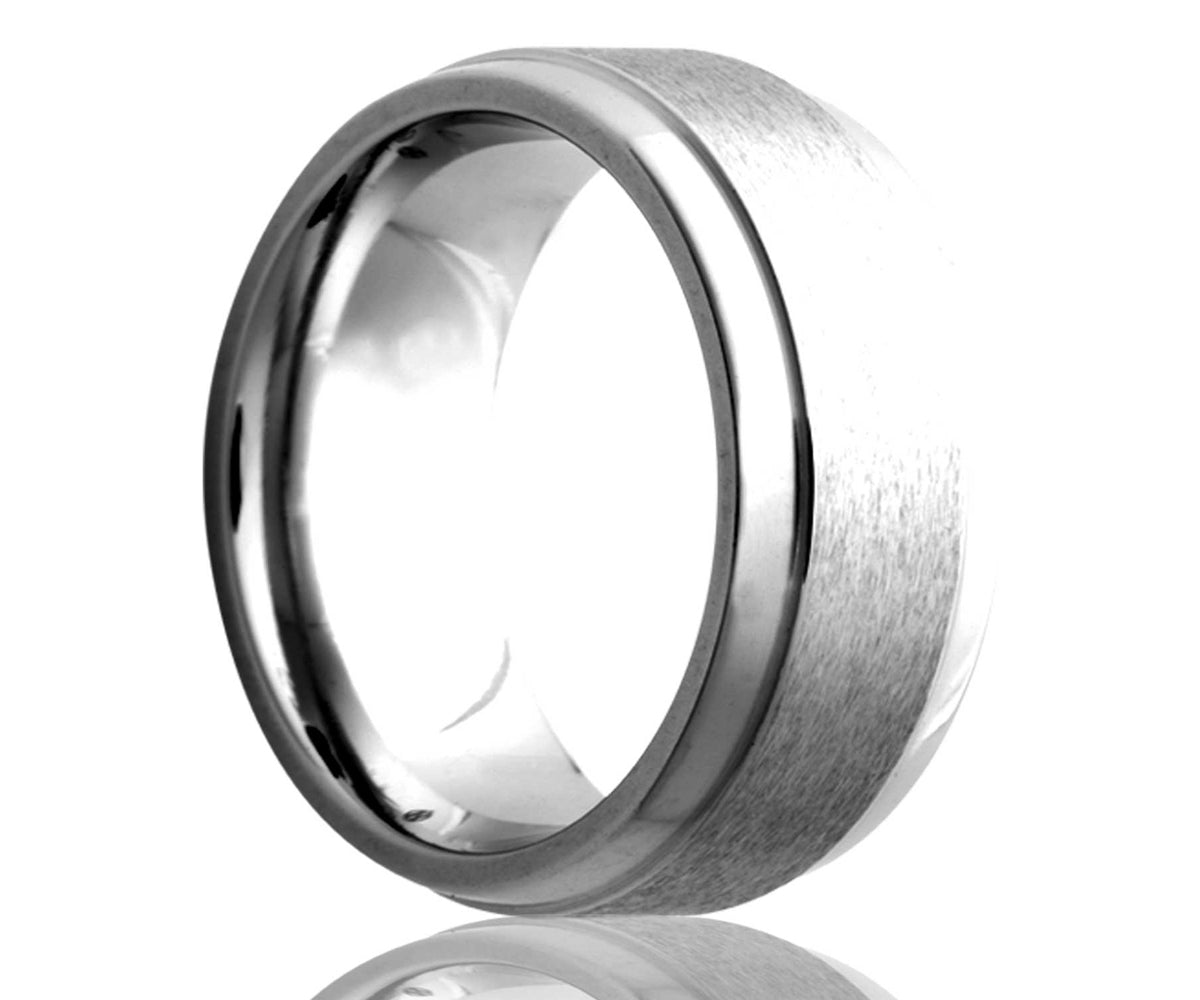 Anillo de satén con borde plano y realce de color cobalto