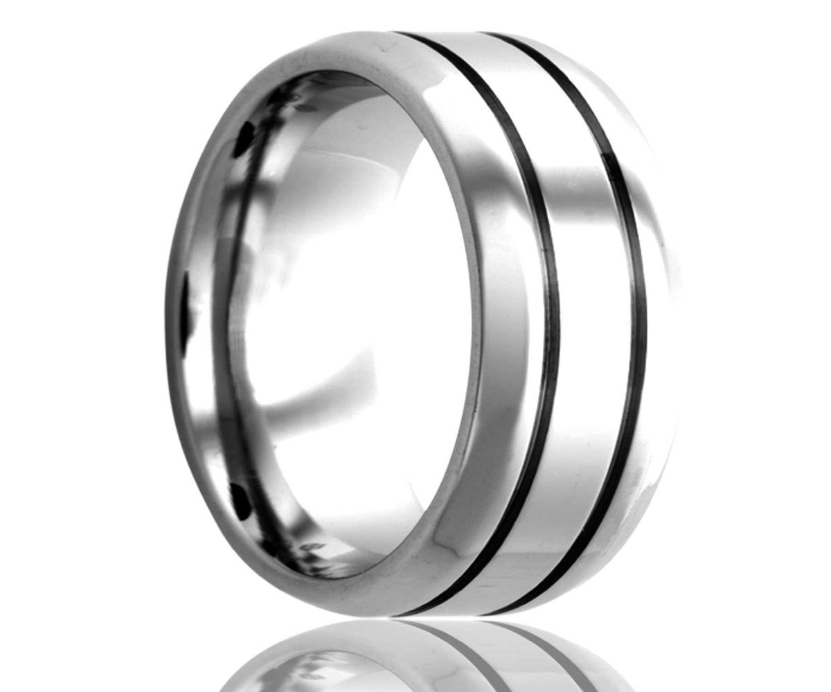 Anillo de doble ranura con borde biselado de cobalto