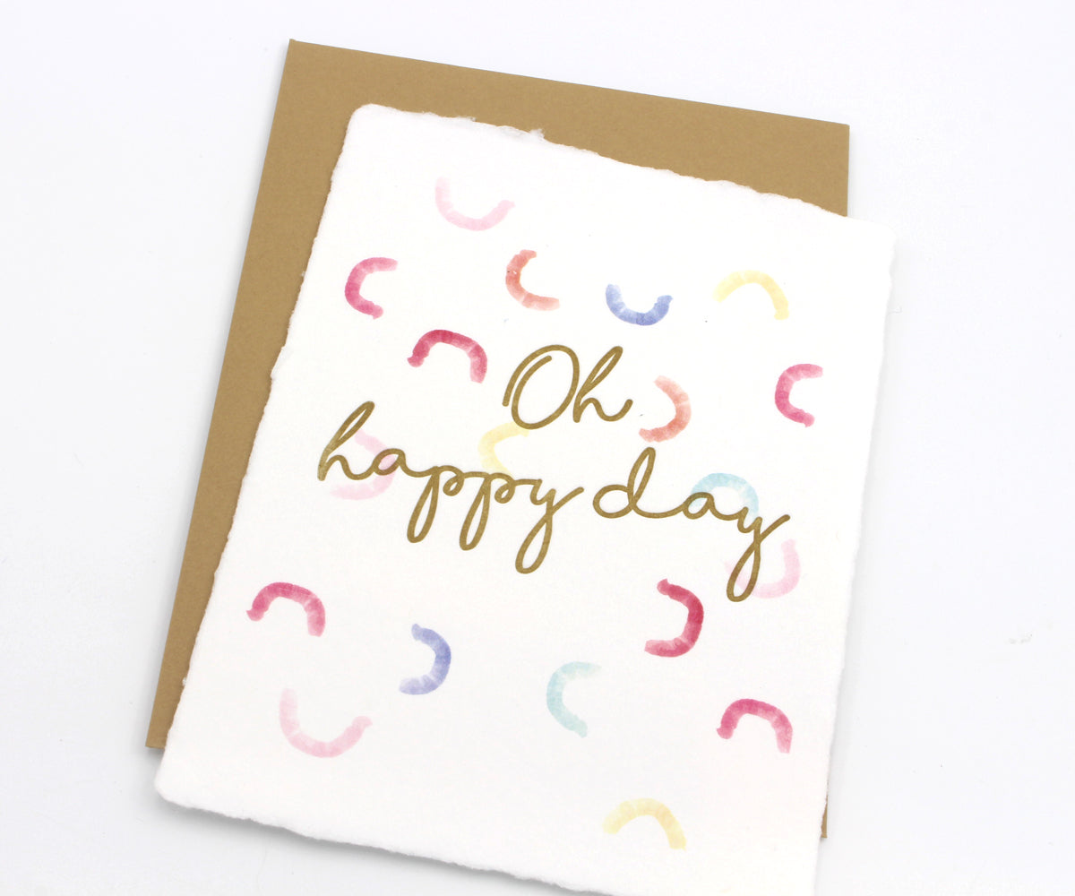 Tarjeta de felicitación hecha a mano "Oh, feliz día"