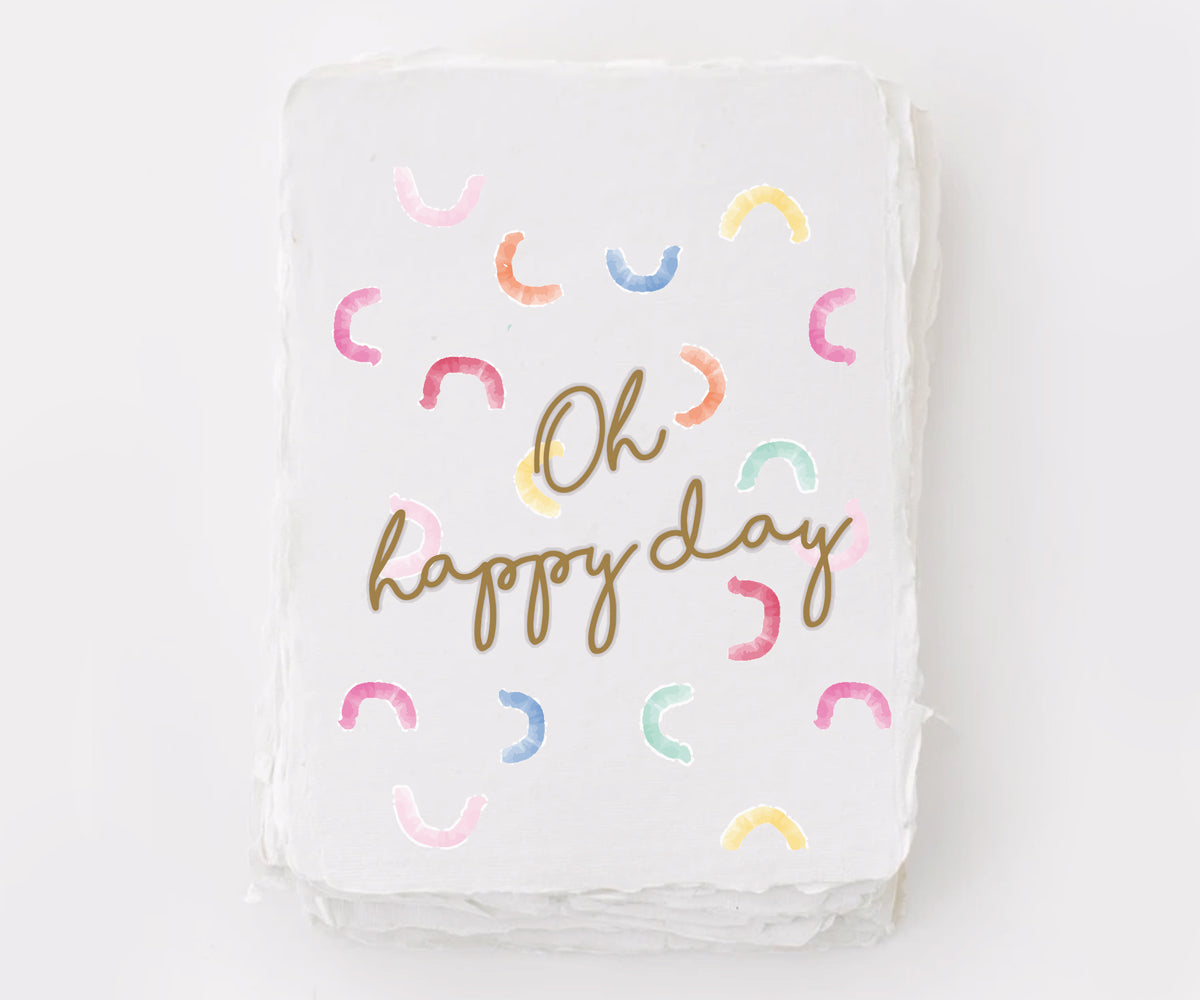 Tarjeta de felicitación hecha a mano "Oh, feliz día"