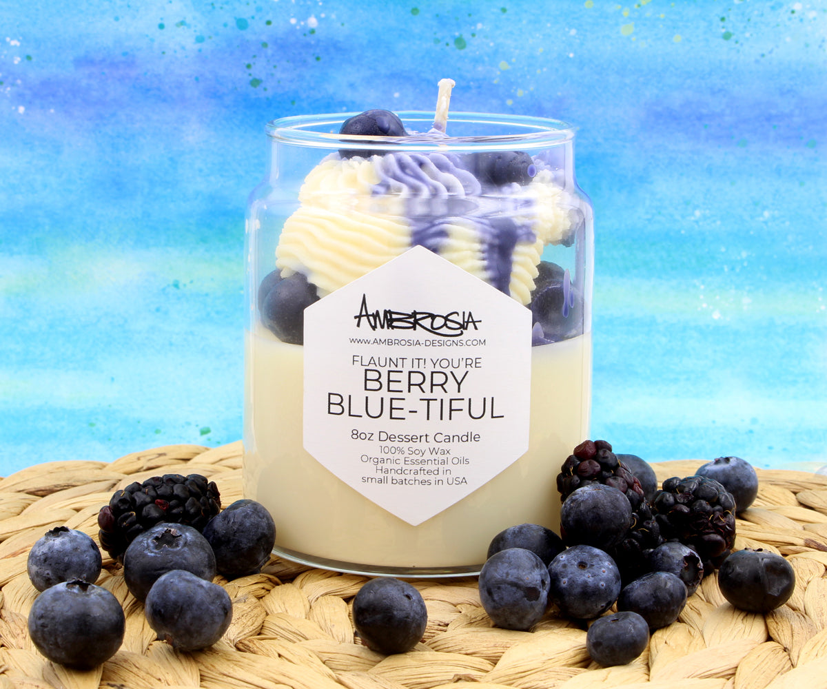 Vela de postre "You're Berry Blue-tiful"