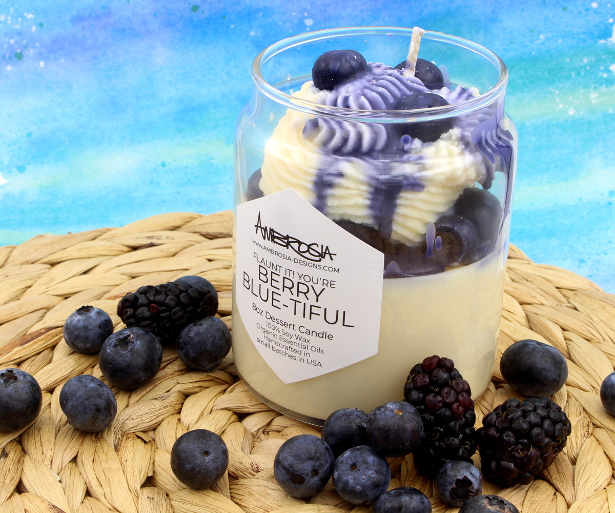 Vela de postre "You're Berry Blue-tiful"