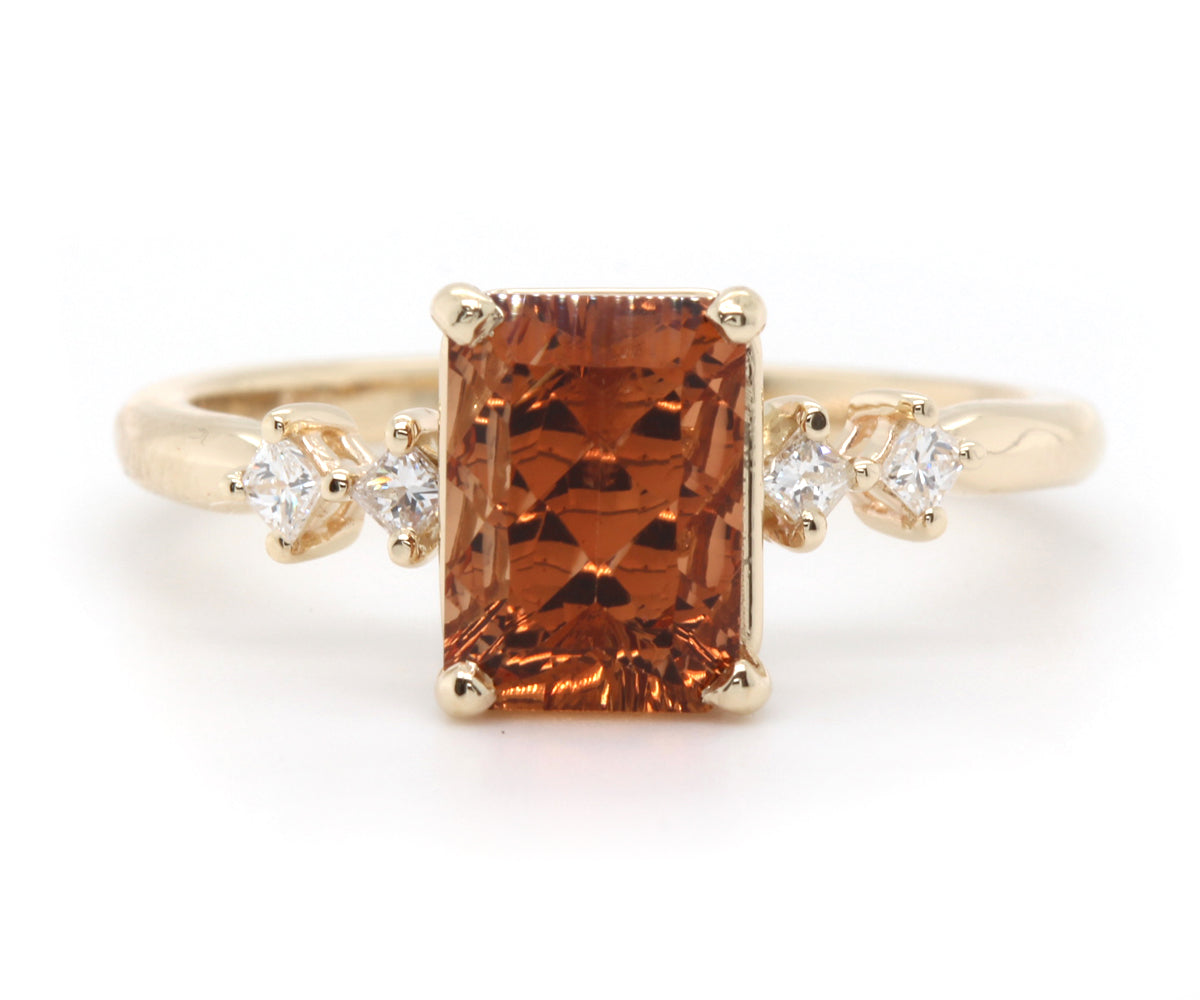 Checkered Topaz and Princess Diamond Ring
