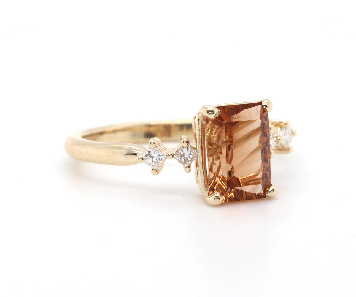 Checkered Topaz and Princess Diamond Ring