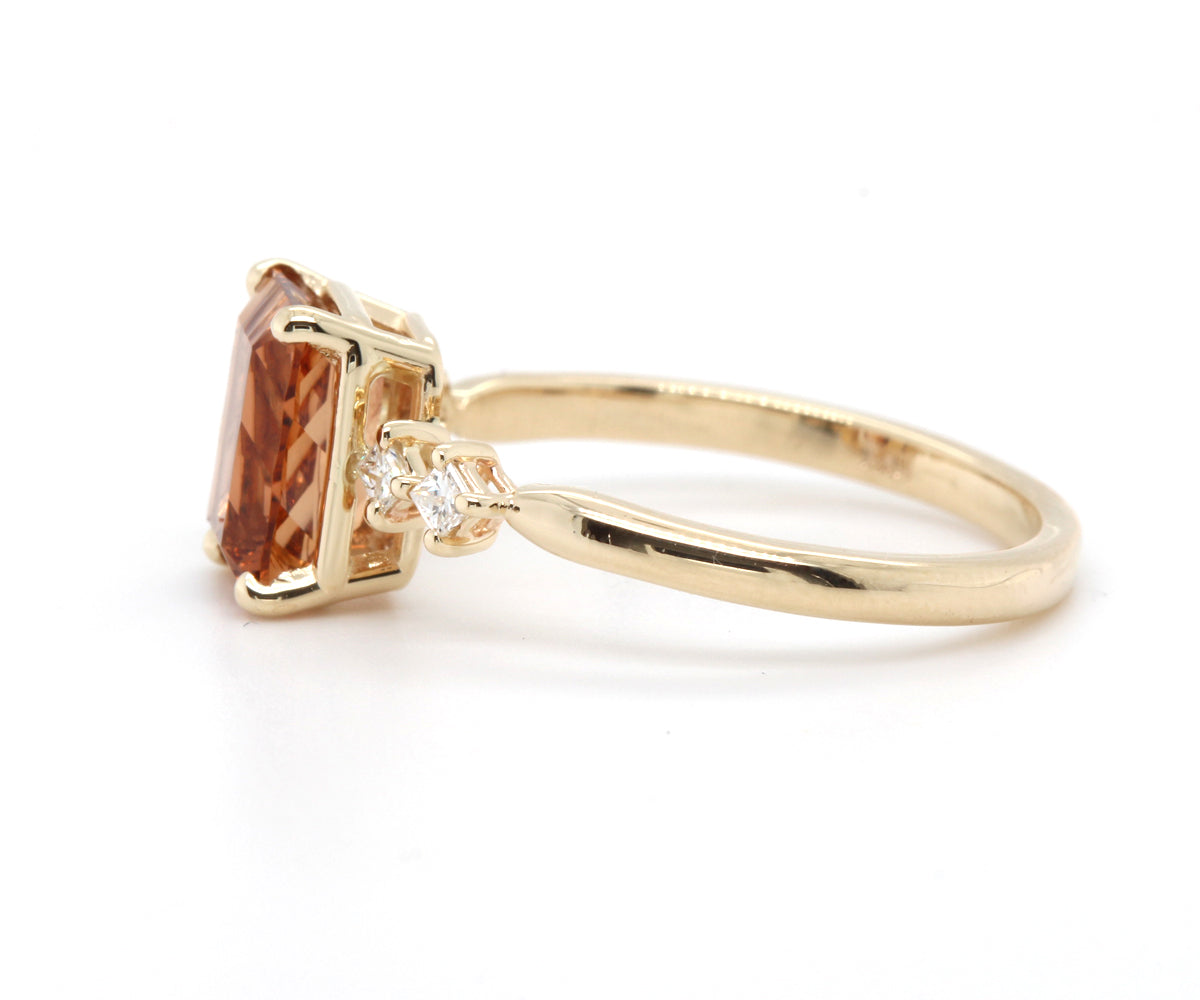 Checkered Topaz and Princess Diamond Ring