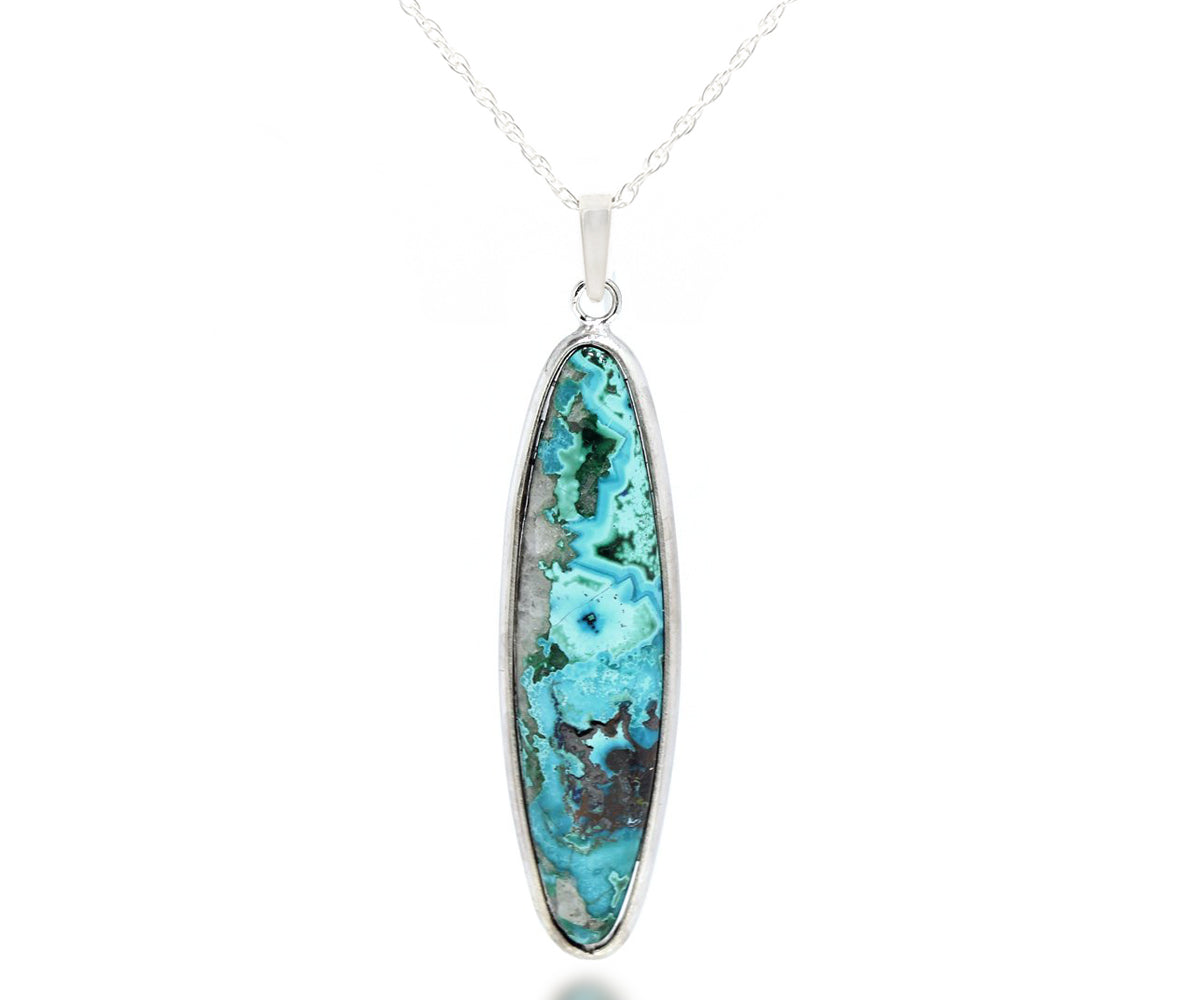 Elongated Oval Chrysocolla Necklace