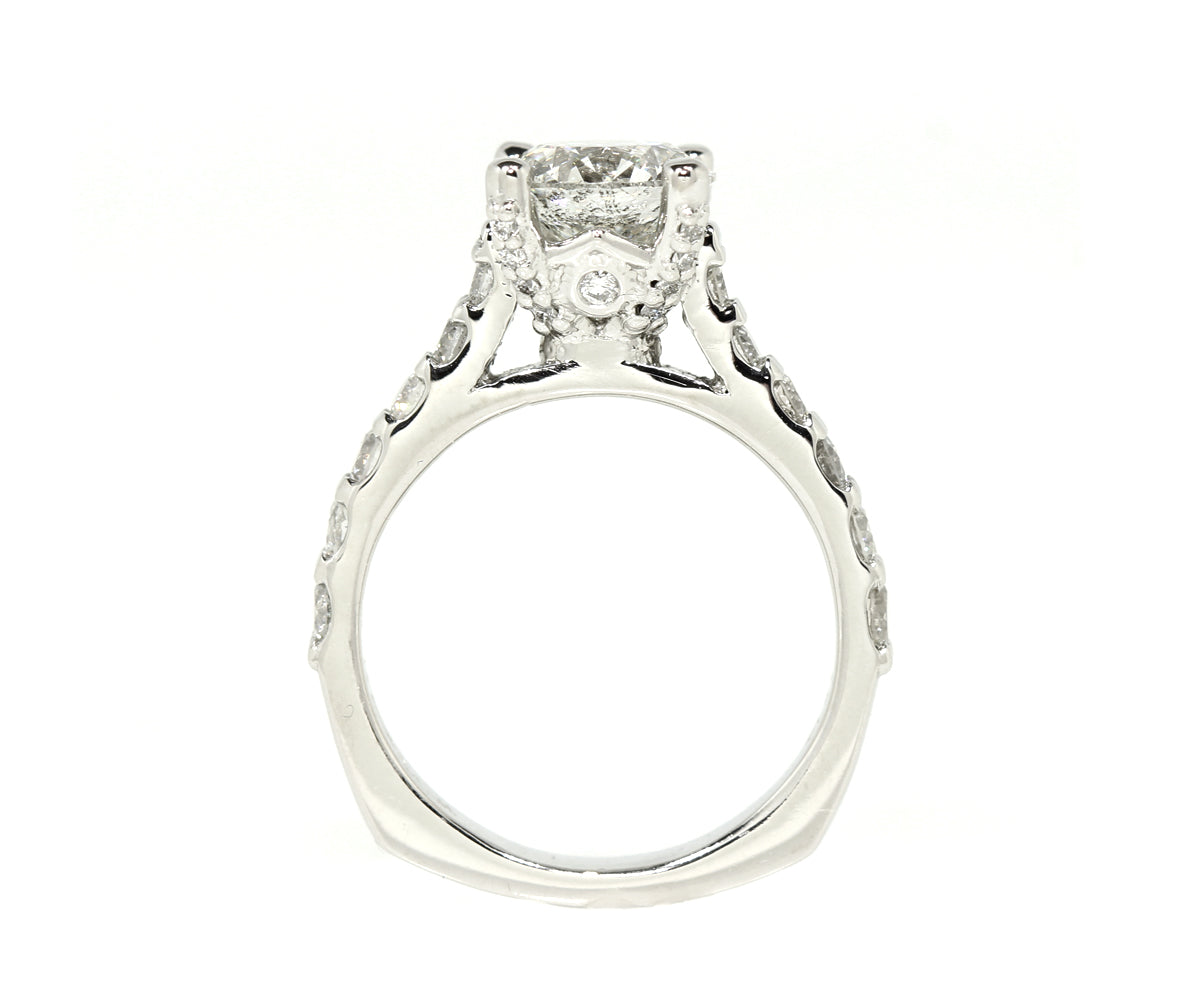Cathedral Diamond and Ruby Platinum Wedding Ring Set