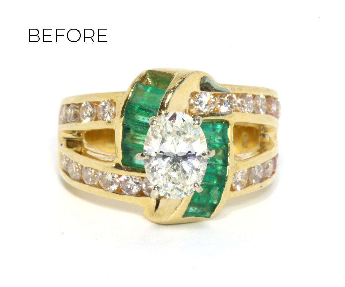 Two Tone Oval Curved Wedding Ring Redesigned