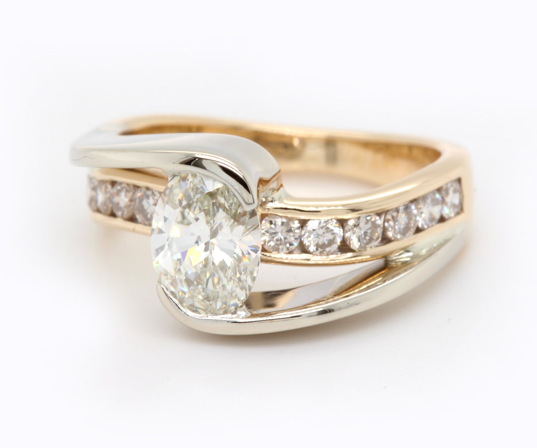 Two Tone Oval Curved Wedding Ring Redesigned