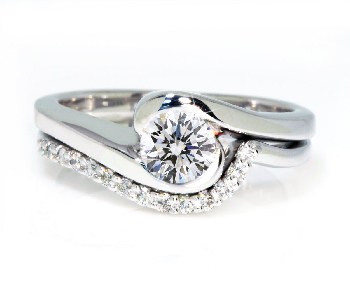 white gold diamond wrap bypass diamond curved wedding ring