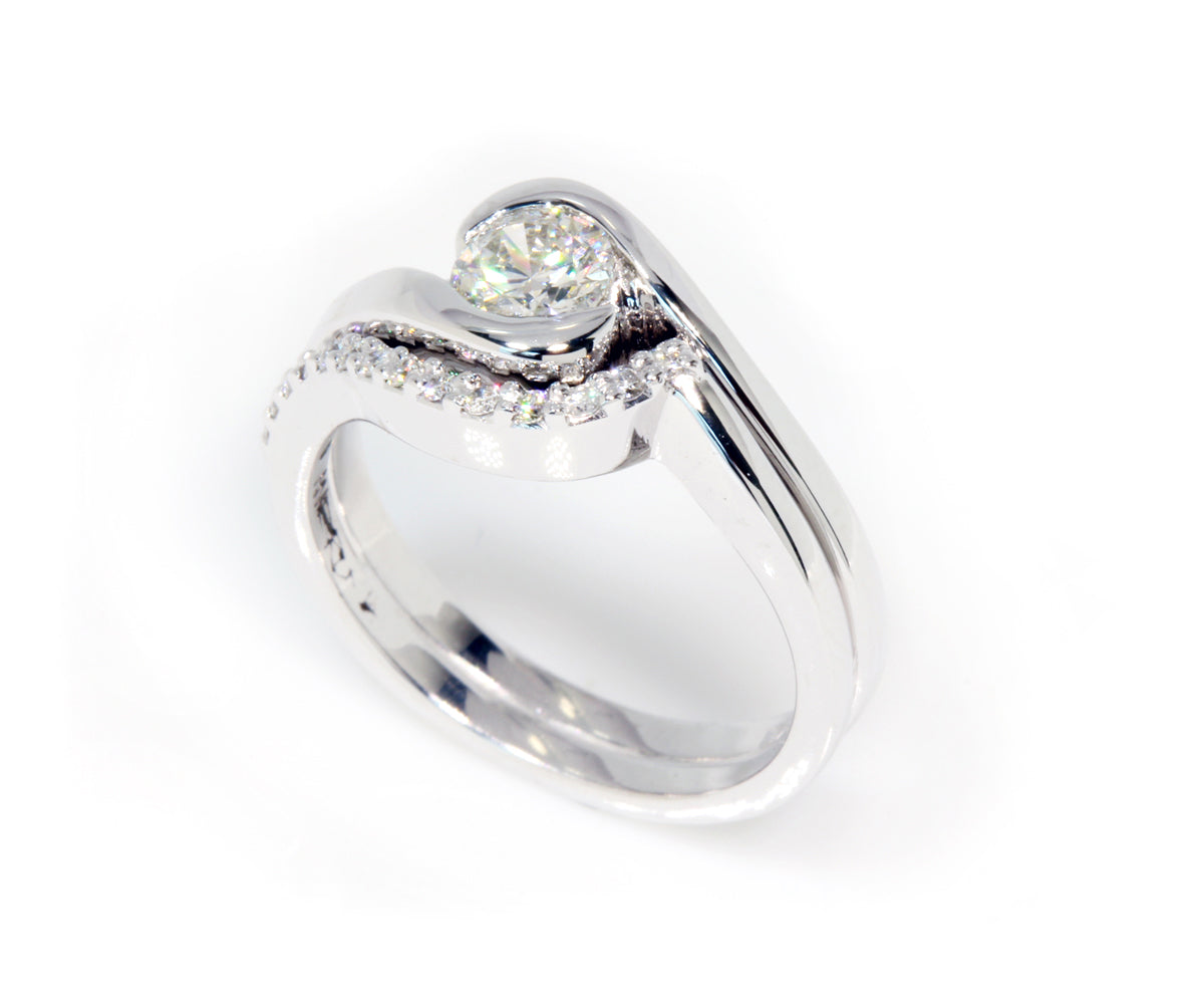 Curved Bypass Diamond Wedding Ring